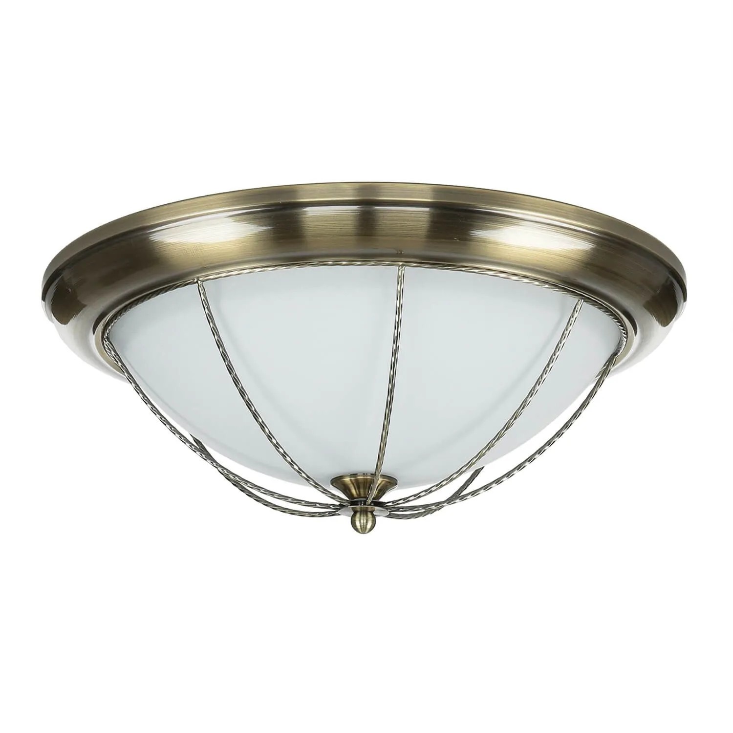 EASYLIGHT Deckenleuchte Metall Glas Ø 38 cm Rund In Messing Antik Weiß