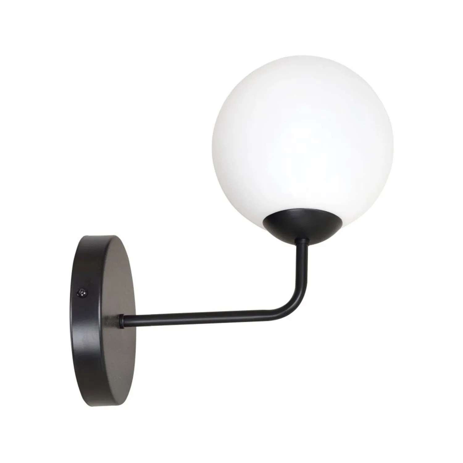 EASYLIGHT Wandleuchte Glas Metall E14 23,5 cm Hoch Schwarz Weiß Kugelschirm