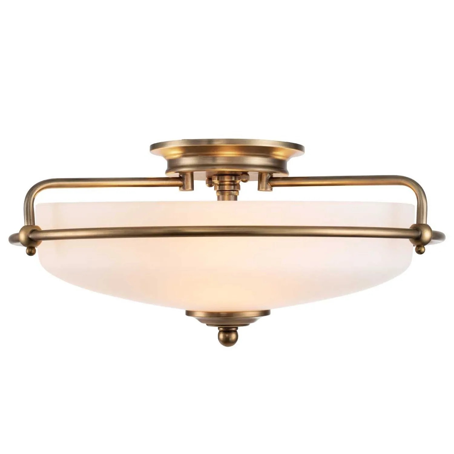 Licht-Erlebnisse Deckenlampe Rund Ø 42,2 cm Rund Glas Metalln Messing Antik Weiß