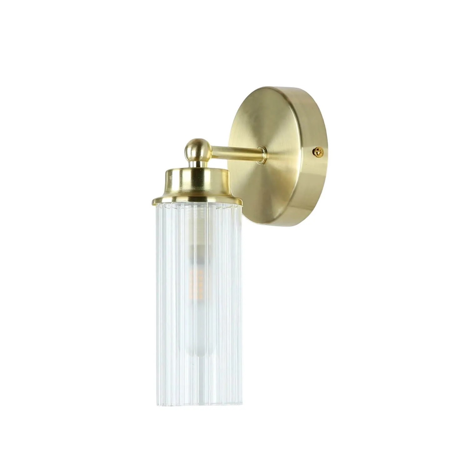 Licht-Erlebnisse Wandlampe Bad 22 cm Hoch IP44 In Messing G9
