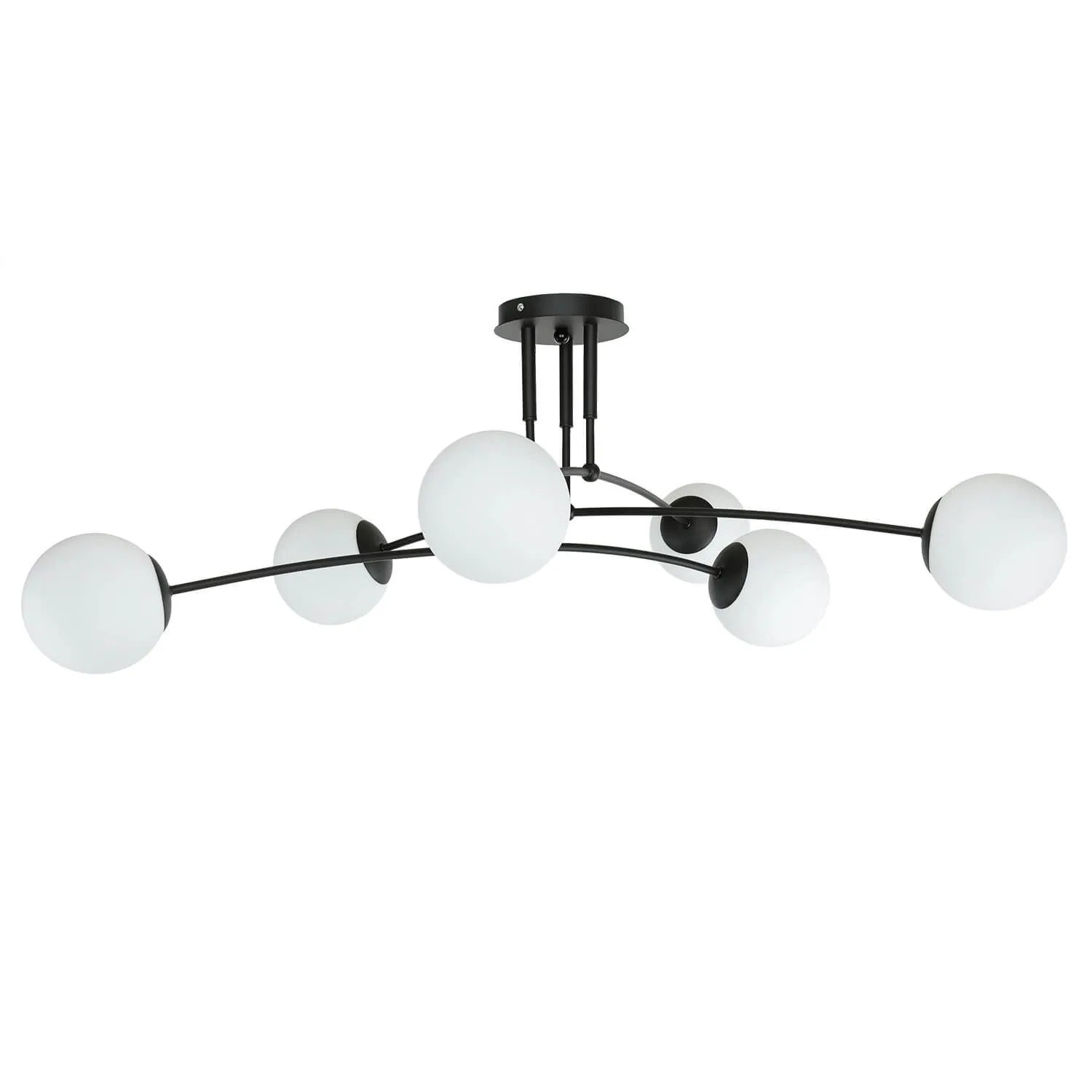 EASYLIGHT Deckenlampe Glas Metall E14 Schwarz Weiß Kugelschirm