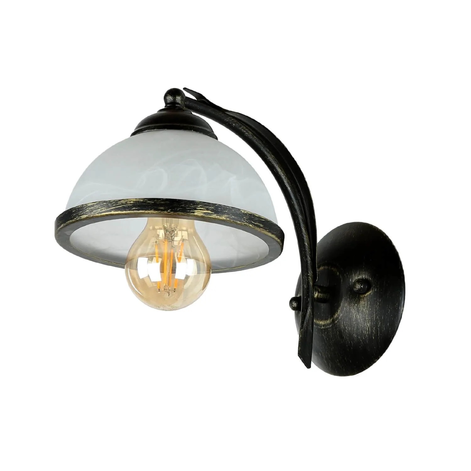 EASYLIGHT Wandleuchte Metall Glas 18 cm Hoch In Messing Antik Weiß E27