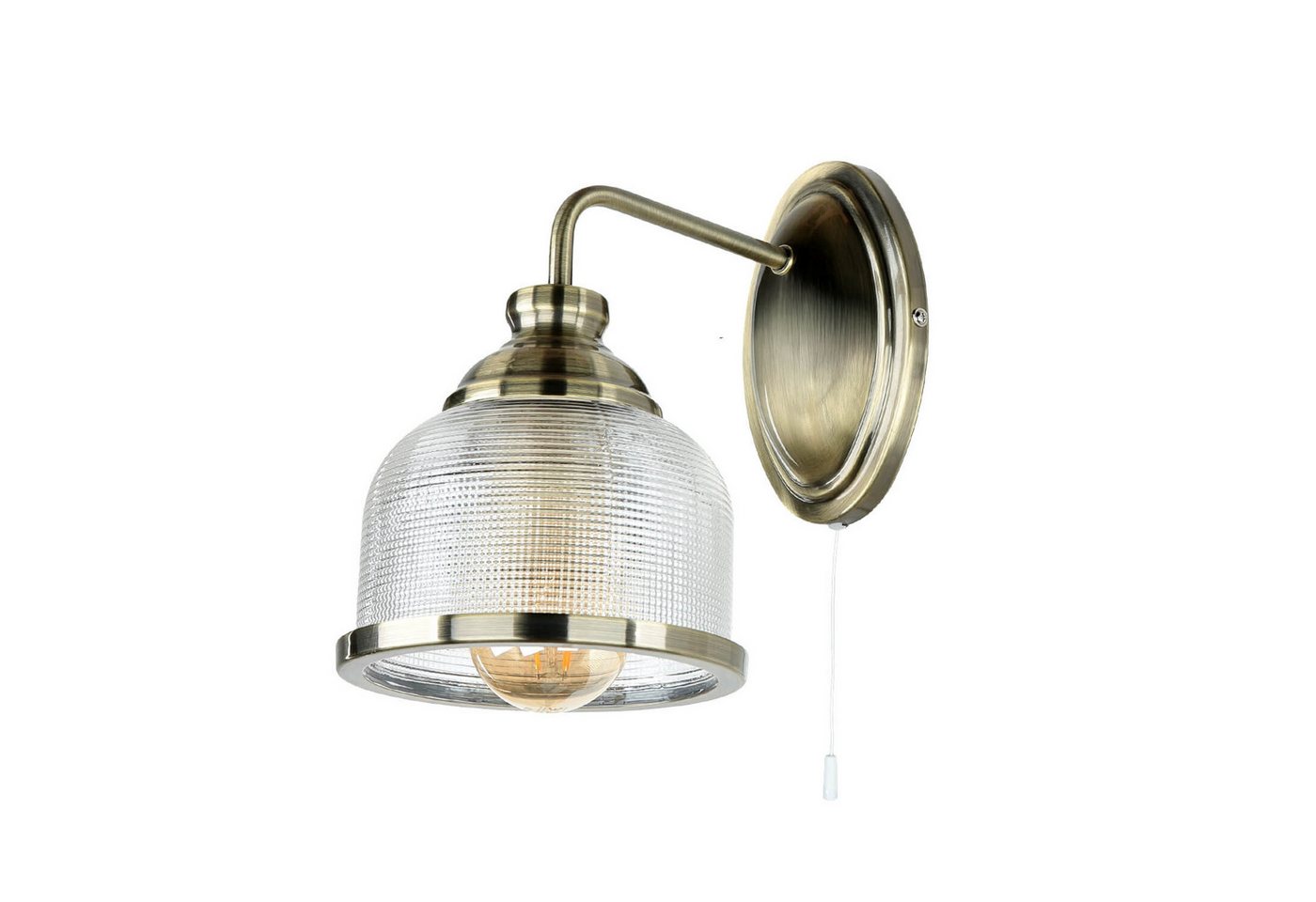 EASYLIGHT Wandlampe mit Zugschalter Metall Glas E27 23,5 cm Hoch