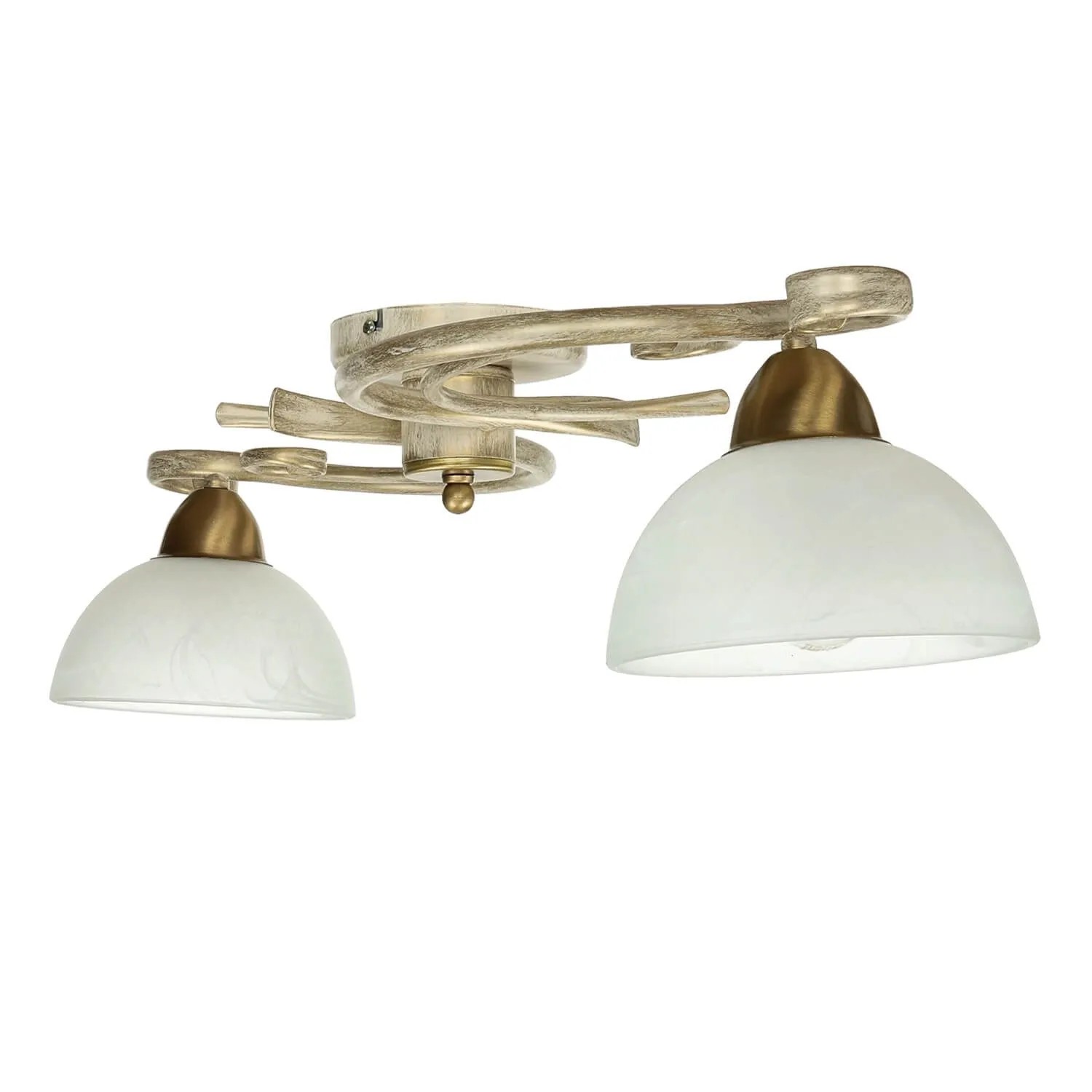 EASYLIGHT Deckenlampe Metall Glas E27 In Weiß Gold 2-Flammig Landhaus Stil