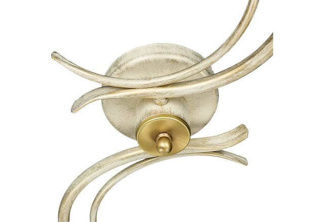 EASYLIGHT Deckenlampe Metall Glas E27 In Weiß Gold 2-Flammig Landhaus Stil