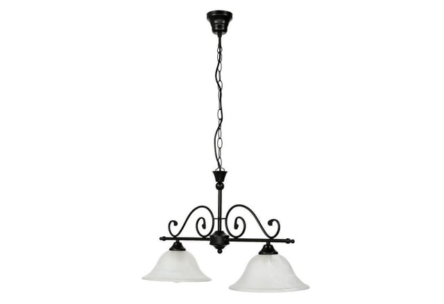EASYLIGHT Hängeleuchte Rustikal 73 cm Breit 2x E27 Metall Glas Schwarz Weiß