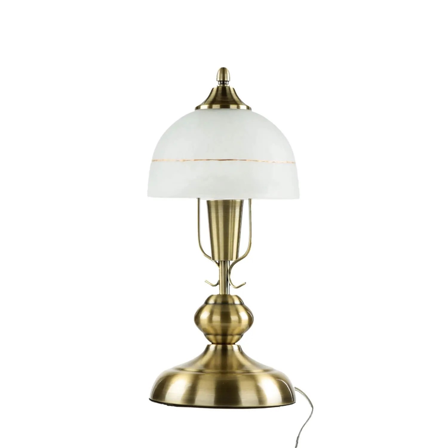 EASYLIGHT Tischlampe Jugendstil 35 cm Hoch Glas Metall in Bronze Weiß