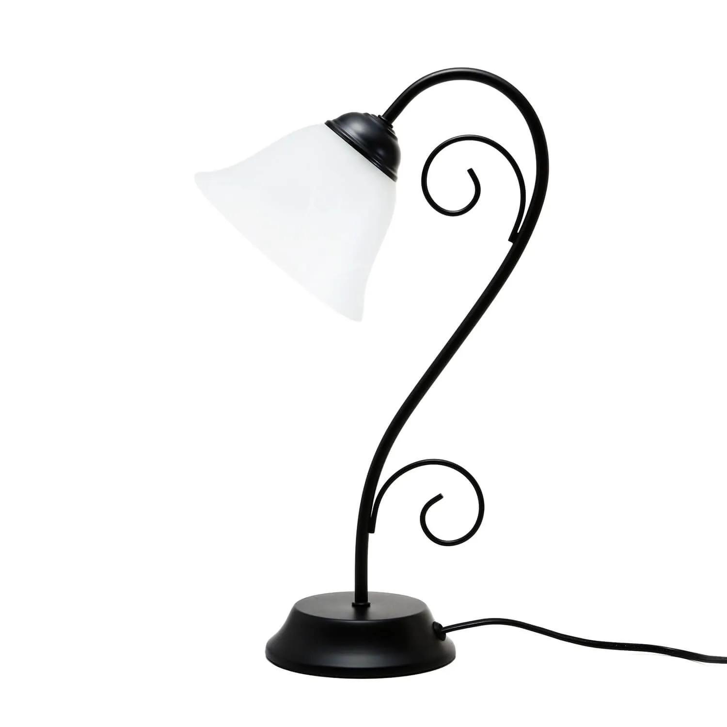 EASYLIGHT Tischlampe Glas Metall 43 cm E14 Schwarz Weiß Rustikal
