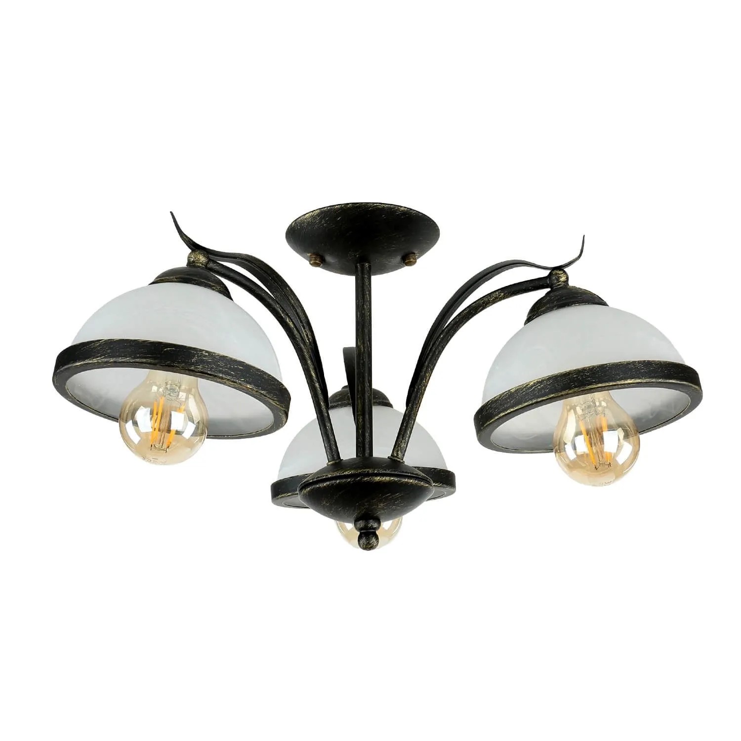 EASYLIGHT Deckenlampe Metall Glas 45 cm Breit In Messing Antik Weiß 3x E27