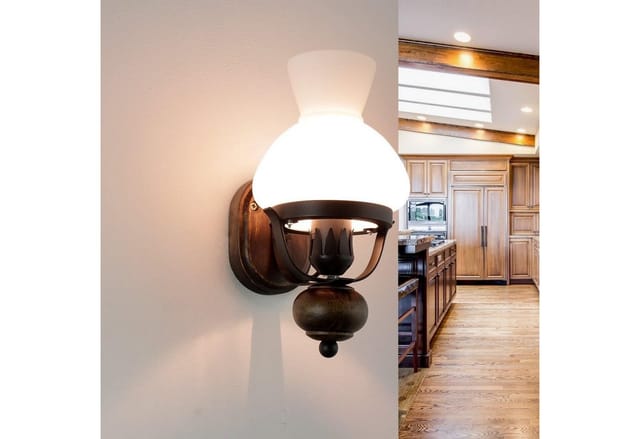 EASYLIGHT Wandleuchte Metall Glas 27 cm Hoch E27 Rustikal Petronel