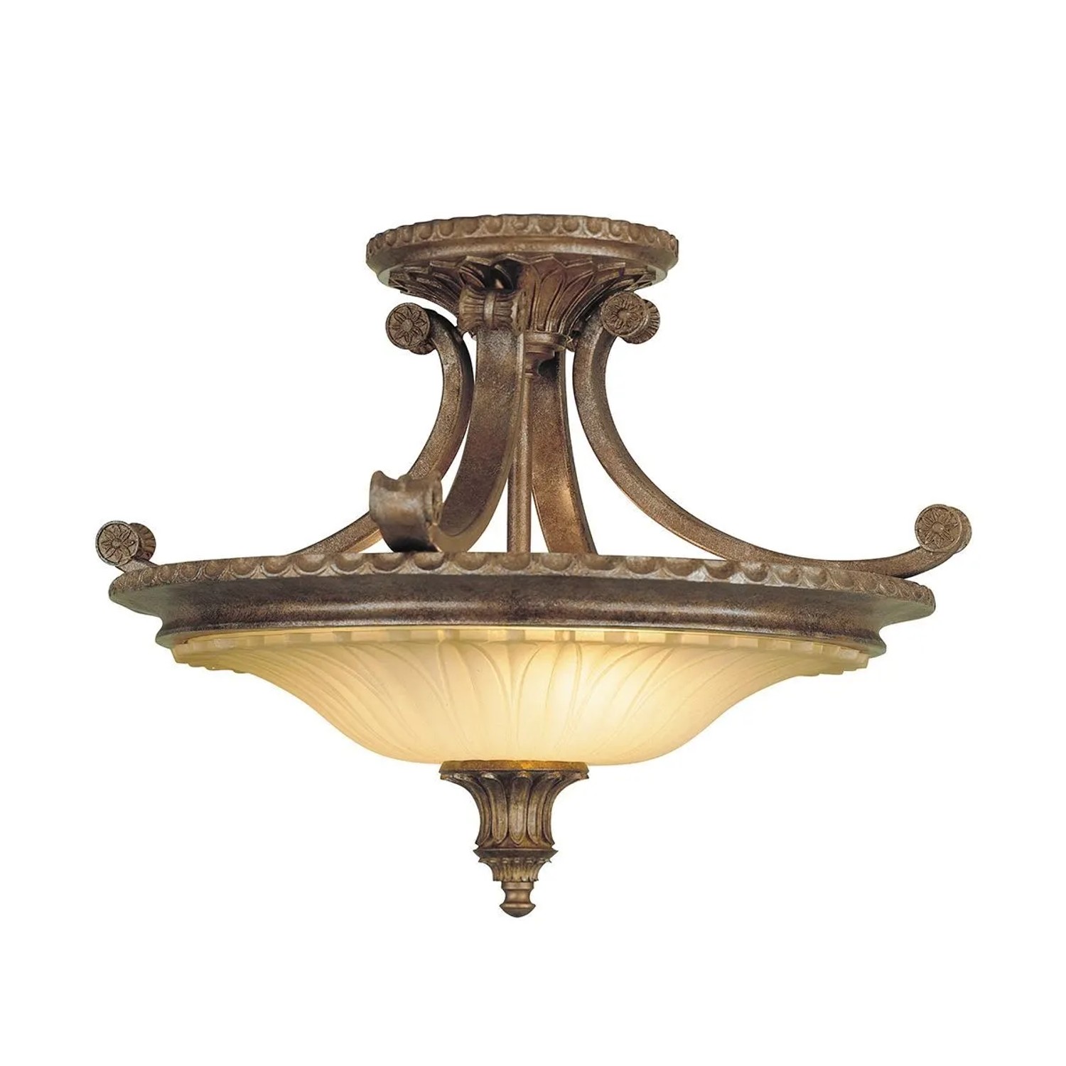 Licht-Erlebnisse Deckenleuchte Rustikal Metall Glas Ø 47,6 cm Rund