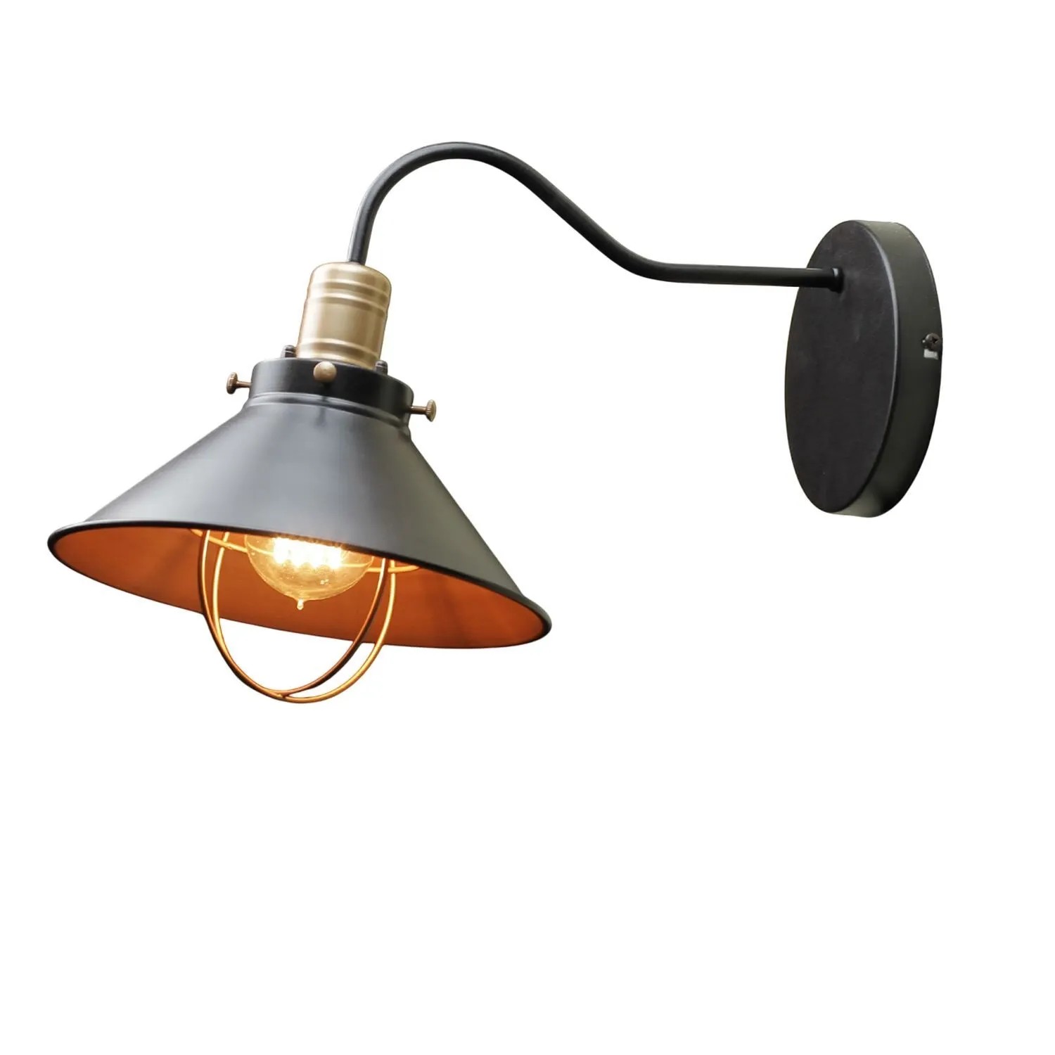Licht-Erlebnisse Wandleuchte Vintage E27 32 cm Hoch In Schwarz Kupfer