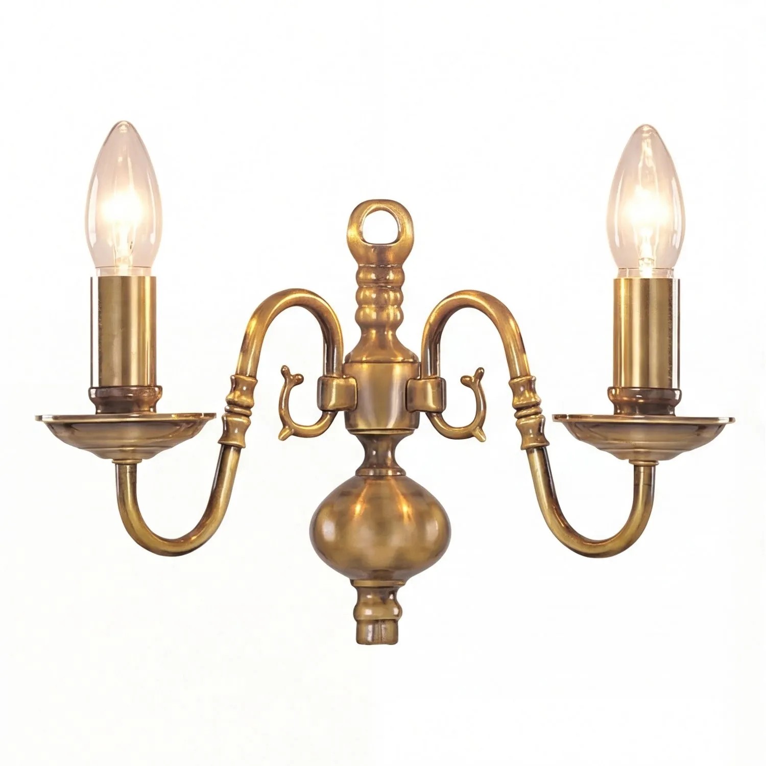 Licht-Erlebnisse Wandlampe Messing 30 CM Breit In Antik E14 2-Flammig Klassisch
