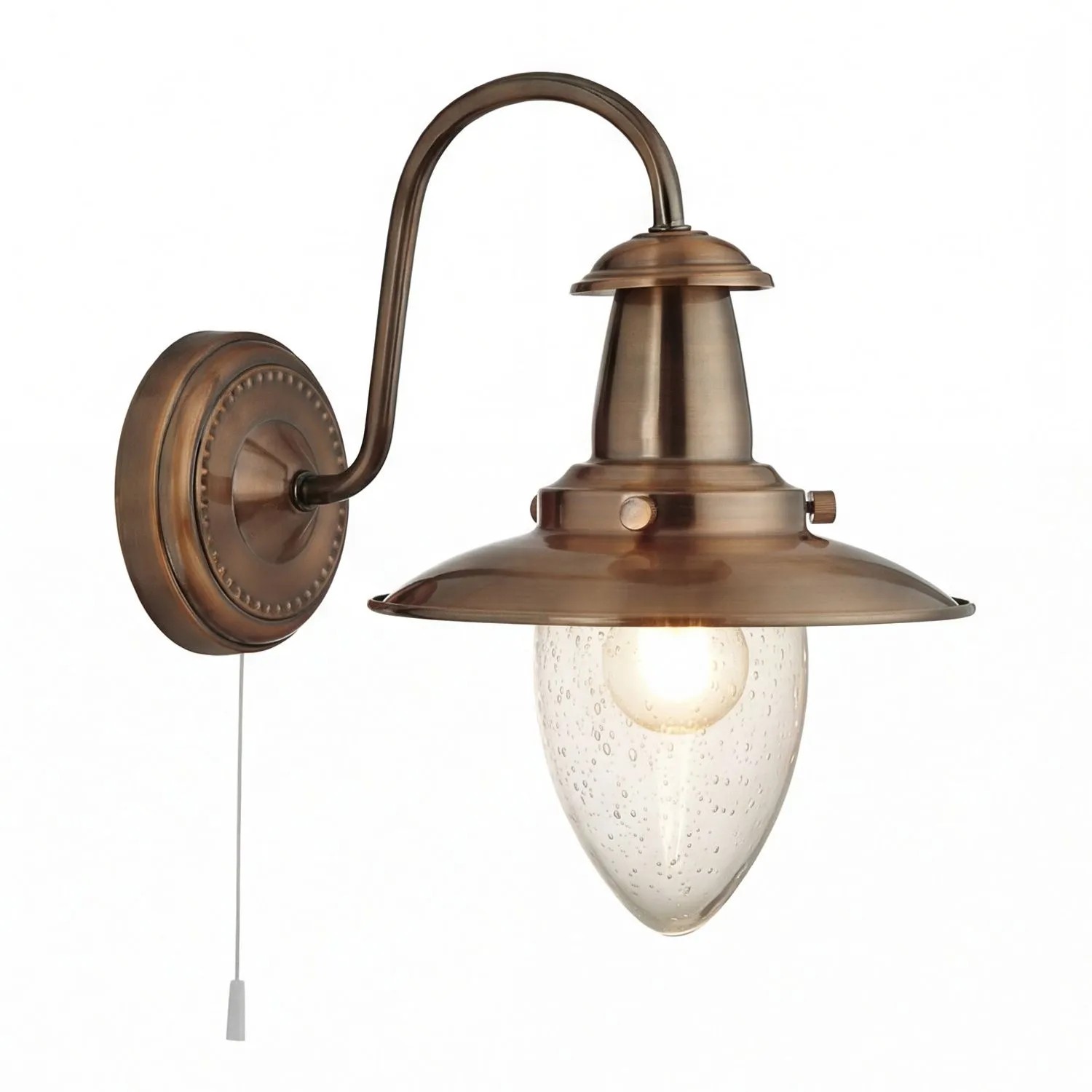 Licht-Erlebnisse Wandlampe Mit Schalter 26 CM Hoch In Kupfer Maritim Glas Metall E27