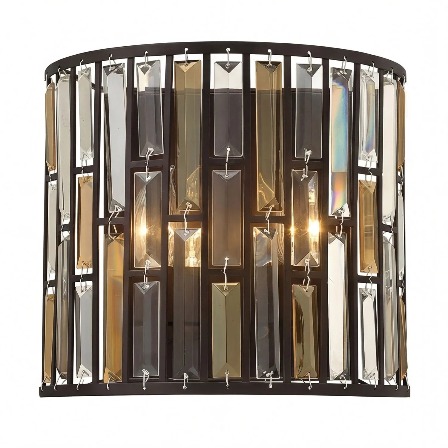 Licht-Erlebnisse Wandleuchte Kristall 31,1 CM Breit In Bronze Antik Bernstein E14 2-Flammig Jugendstil
