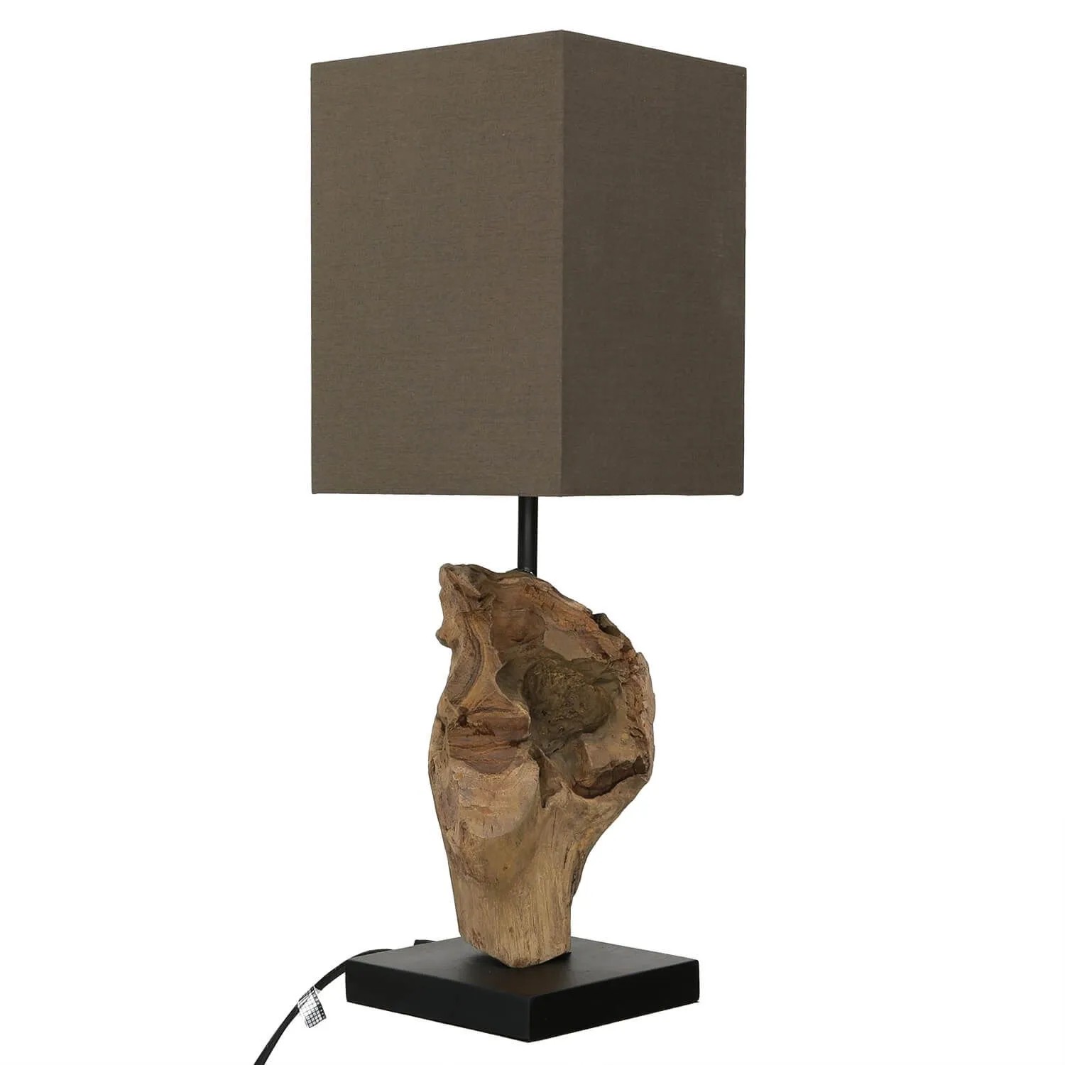 Licht-Erlebnisse Beistelllampe Treibhoz Leinen 45 cm Hoch E14 Kabelschalter