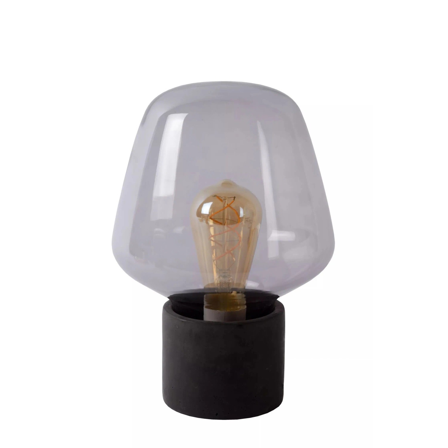 Licht-Erlebnisse Tischleuchte Rauchglas Metall 29,5 CM Hoch Klein Für E27 Modern