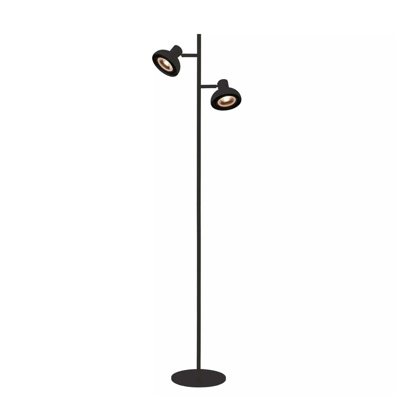 Licht-Erlebnisse Stehlampe Schwarz Klein 138 CM Hoch 2-Flammig Schwenkbar Metall GU10