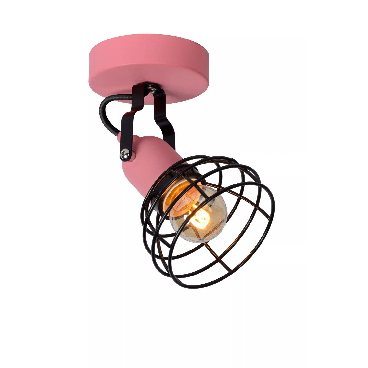 Licht-Erlebnisse Deckenstrahler Rosa Schwarz 10,5 CM Breit Klein Schwenkbar Für Kinder Metall E27