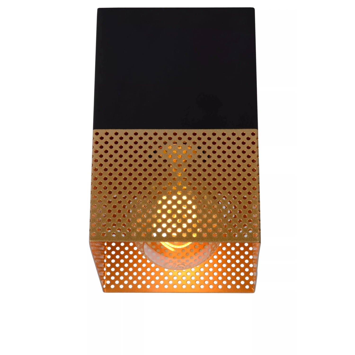 Licht-Erlebnisse Deckenlampe Klein 10 CM Breit Metall In Schwarz Gold Für E27 Quadratisch