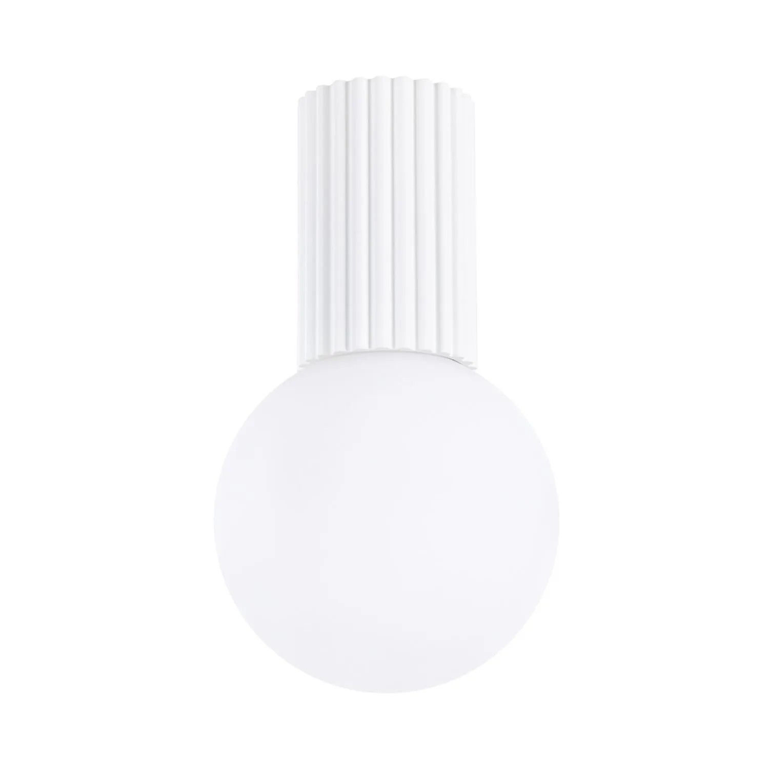 Licht-Erlebnisse Badezimmerleuchte Decke Weiß IP44 G9 Rund Ø 12 CM Kugelschirm Glas Aluminium