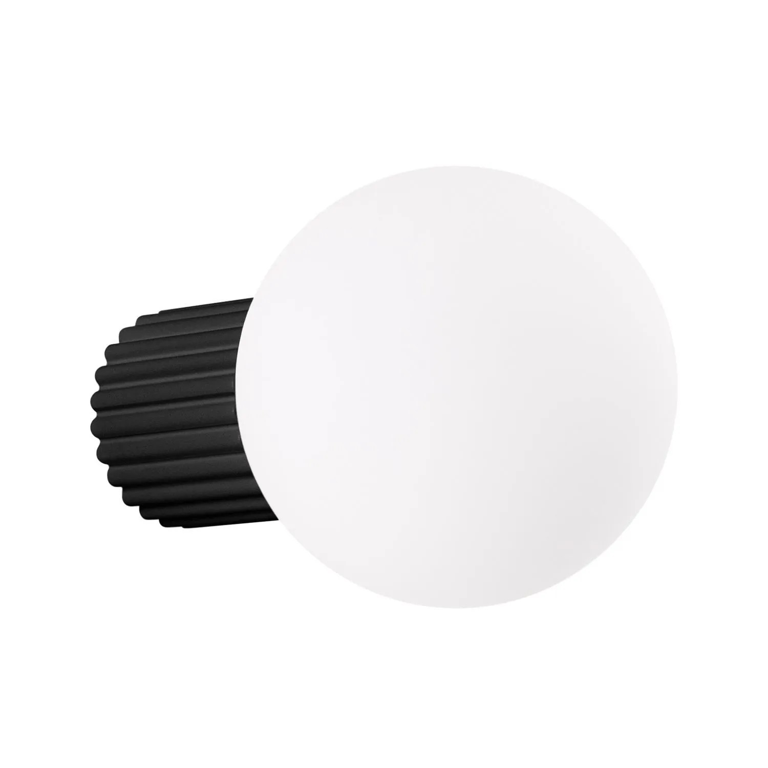 Licht-Erlebnisse Wandleuchte Badezimmer IP44 Schwarz Weiß 12 CM Breit G9 Kugelschirm Glas Aluminium