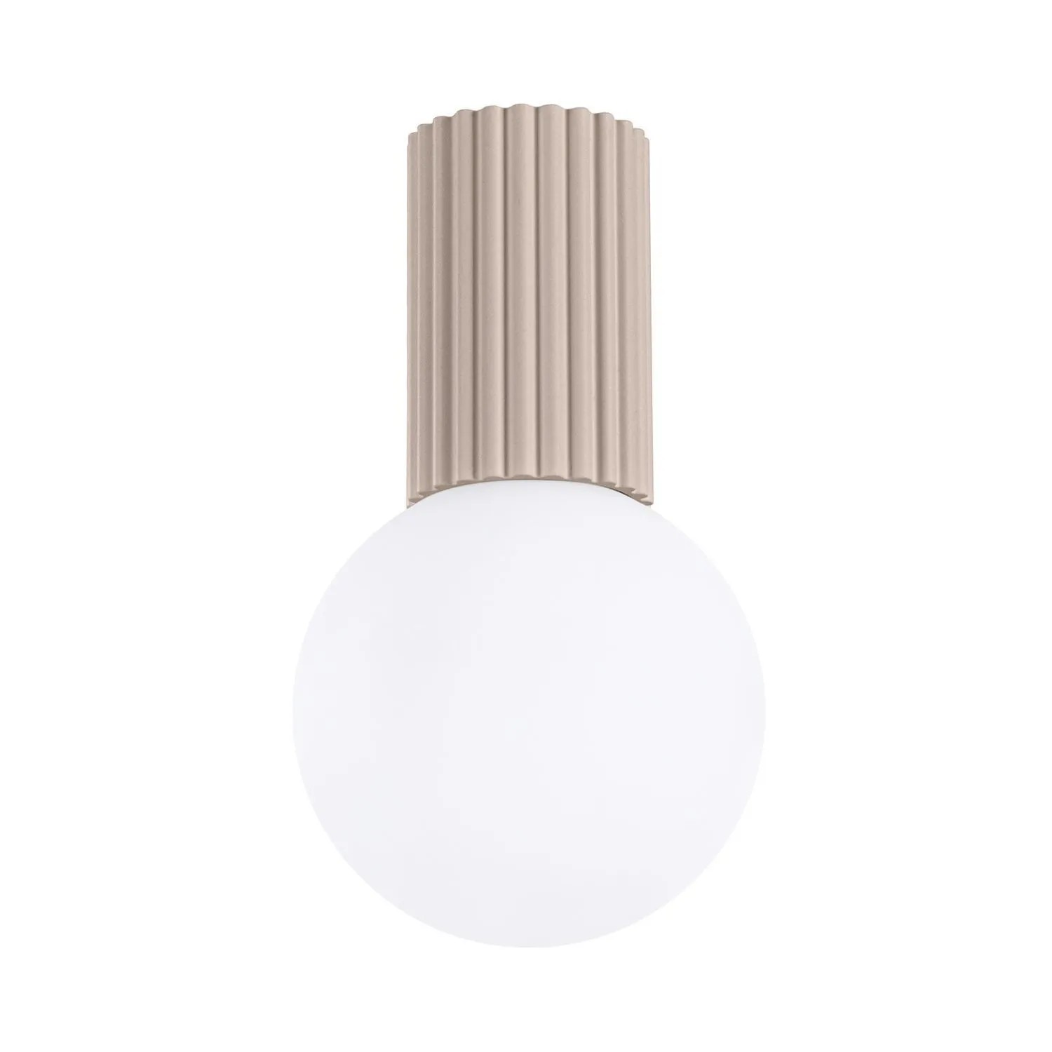 Licht-Erlebnisse Deckenleuchte Badezimmer Rund Ø 12 CM Glas Aluminium In Weiß Taupe IP44 G9