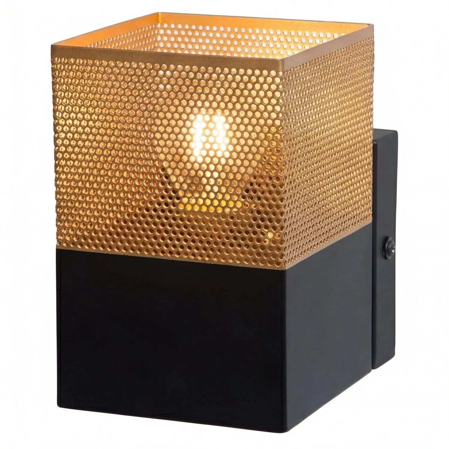 Licht-Erlebnisse Wandleuchte Schwarz Gold Klein 10 CM Breit Für E27 Metall