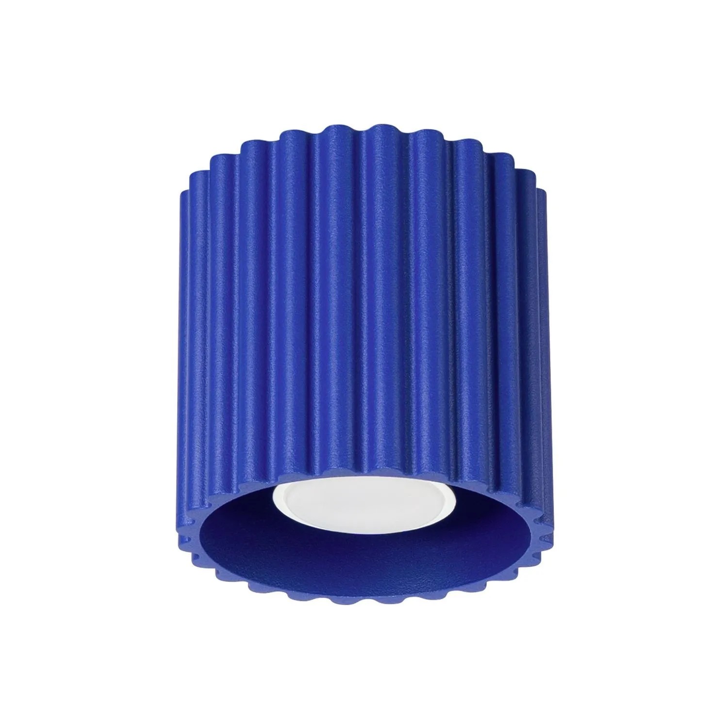 Licht-Erlebnisse Deckenlampe Aufputz Klein Ø 10 CM Rund GU10 Modern Blau Aluminium