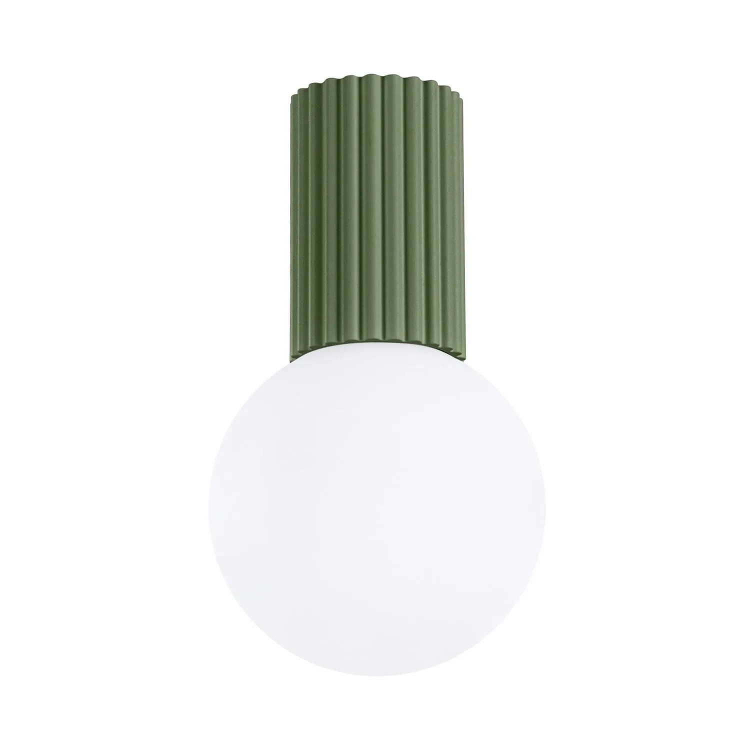 Licht-Erlebnisse Badlampe Decke Kugelschirm IP44 Rund Ø 12 CM Glas Aluminium G9 Weiß Grün