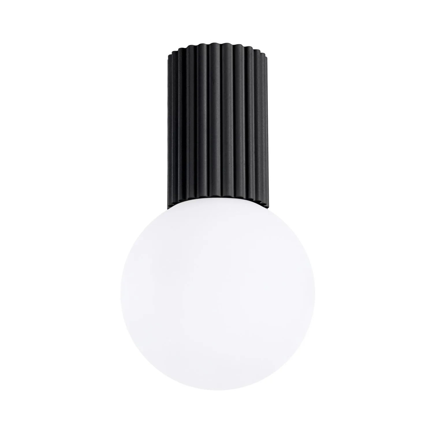 Licht-Erlebnisse Deckenlampe Bad Schwarz Weiß IP44 G9 Rund Ø 12 CM Kugelschirm Glas Aluminium