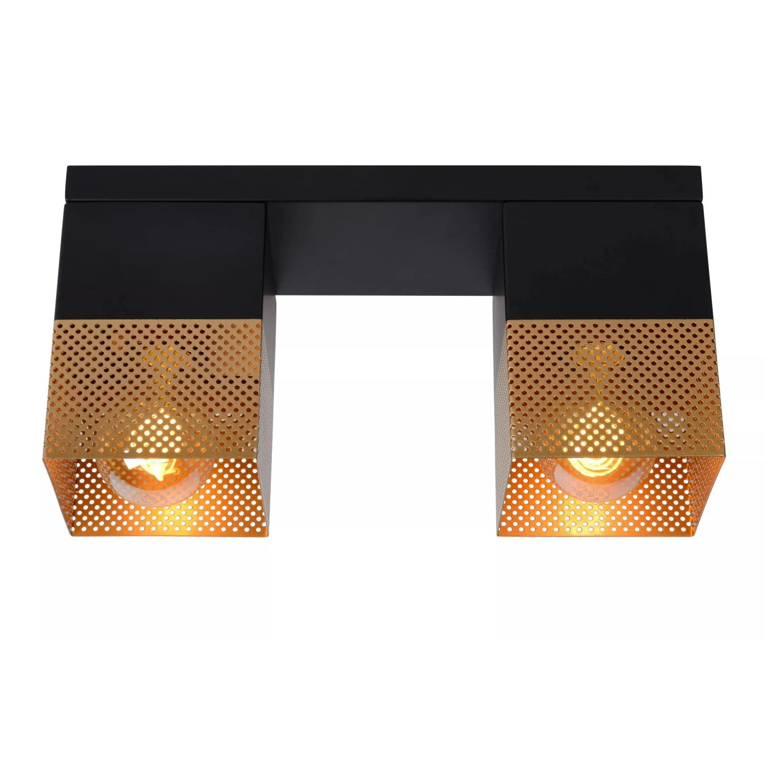 Licht-Erlebnisse Deckenleuchte Eckig 32 CM Lang Metall In Schwarz Gold 2-Flammig E27