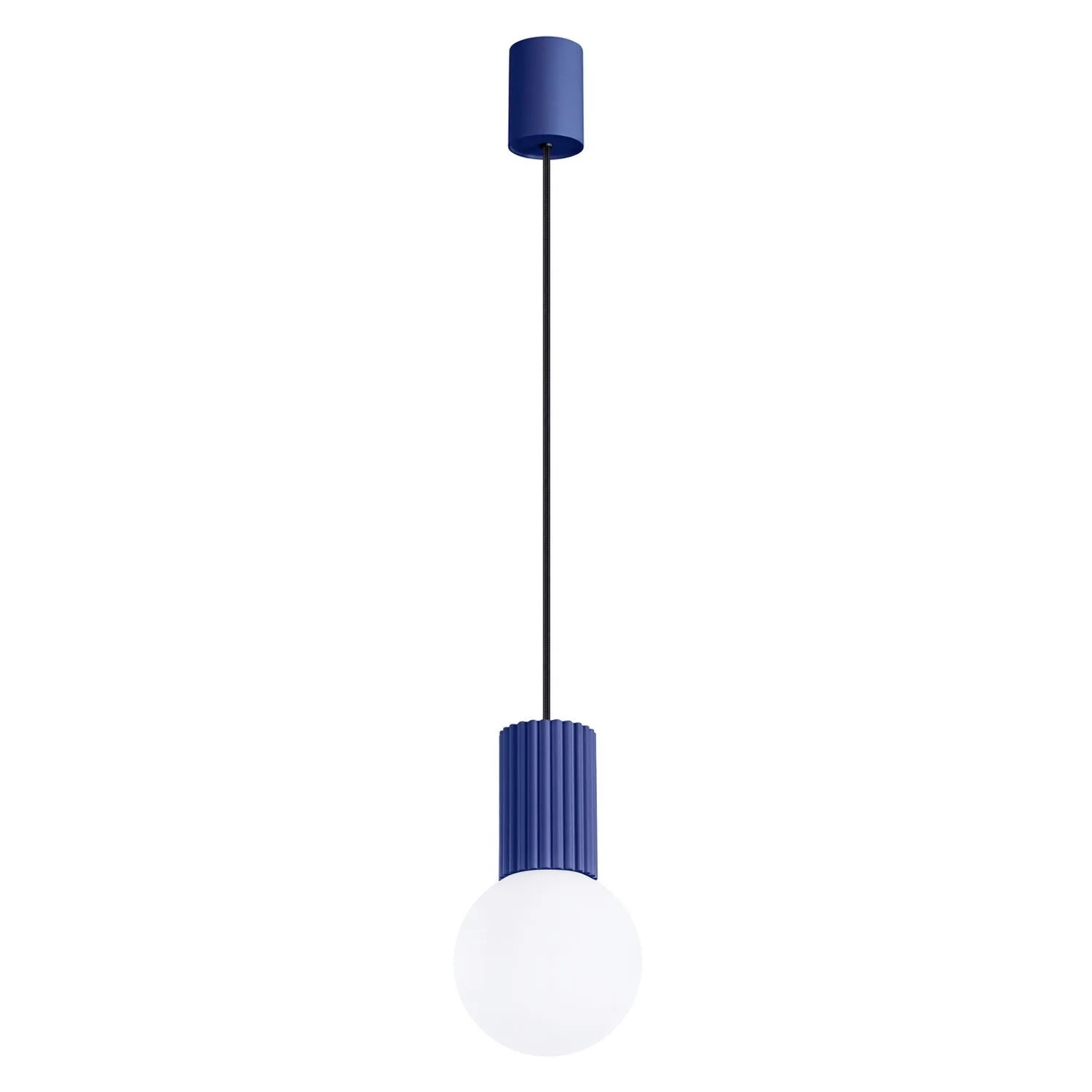 Licht-Erlebnisse Hängeleuchte Glas Aluminium Ø 12 CM Blau Weiß Kugelschirm Glas