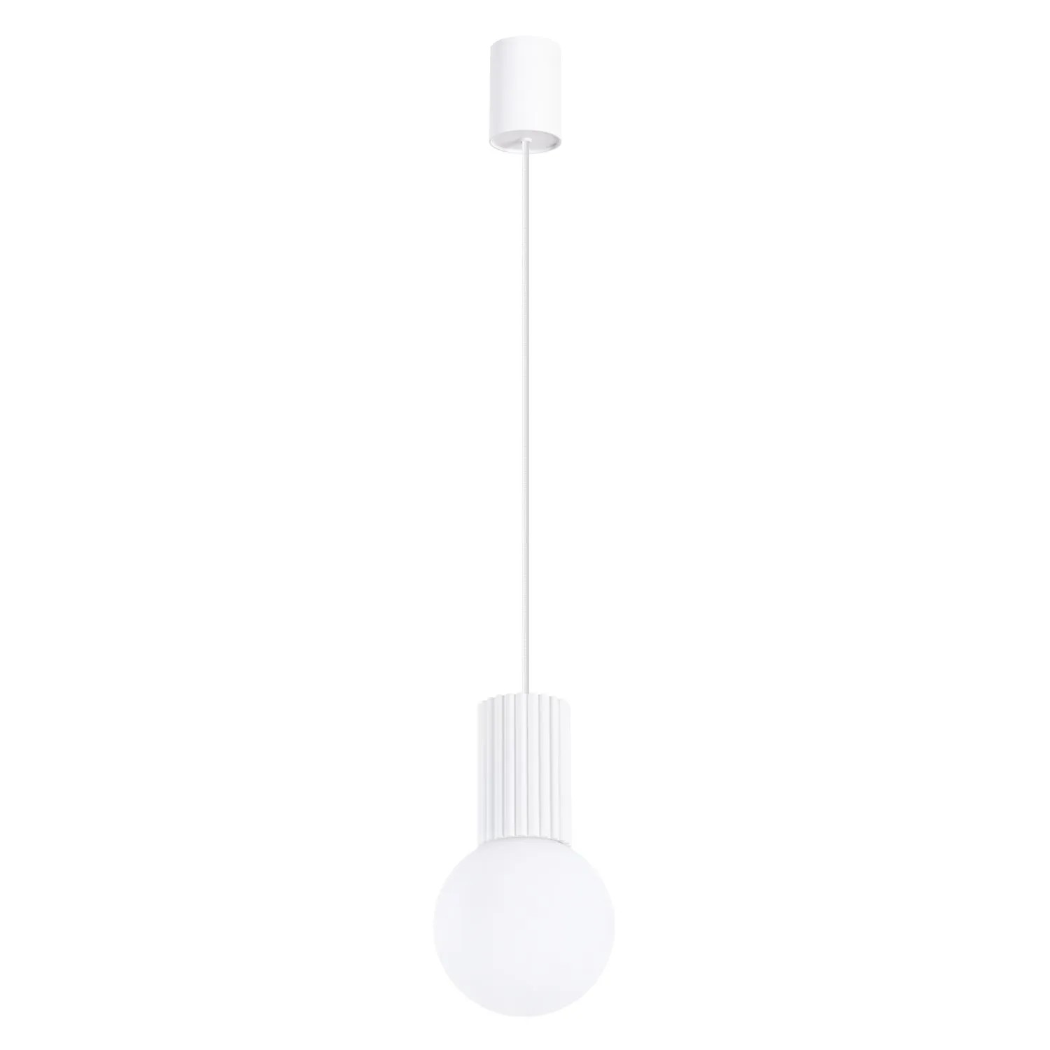 Licht-Erlebnisse Hängeleuchte Weiß Schmal Ø 12 CM Kugelschirm Glas Aluminium G9