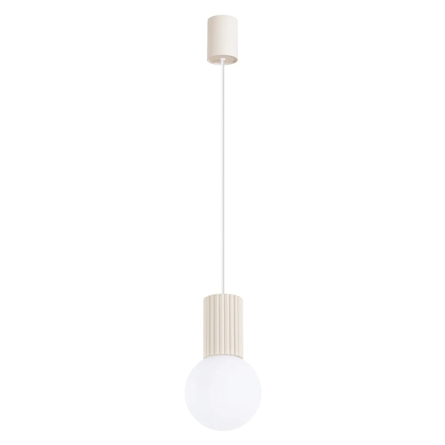Licht-Erlebnisse Hängeleuchte Beige Glas Aluminium Ø12 CM Kugelschirm Für G9
