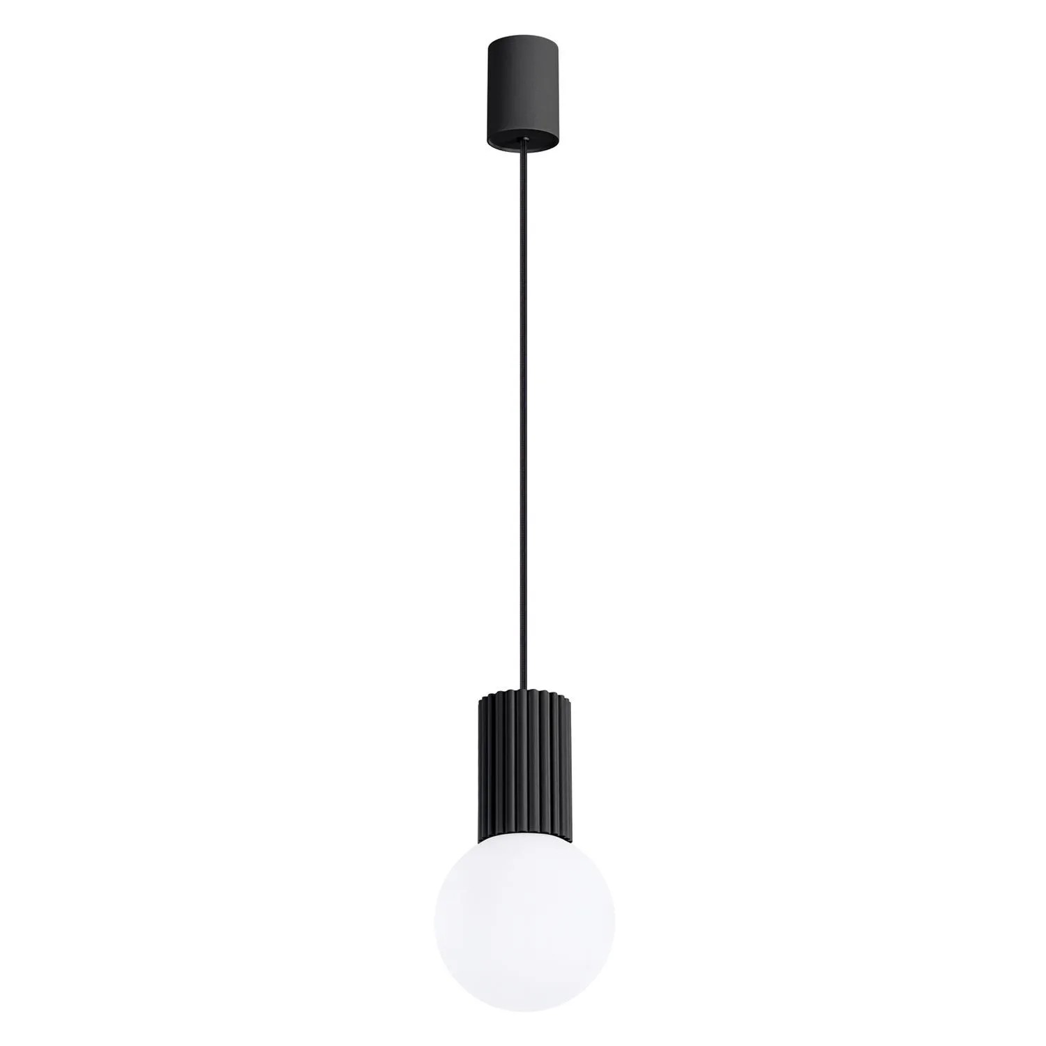 Licht-Erlebnisse Pendelleuchte Schwarz Kugelschirm Ø 12 CM Klein Glas Aluminium Für G9