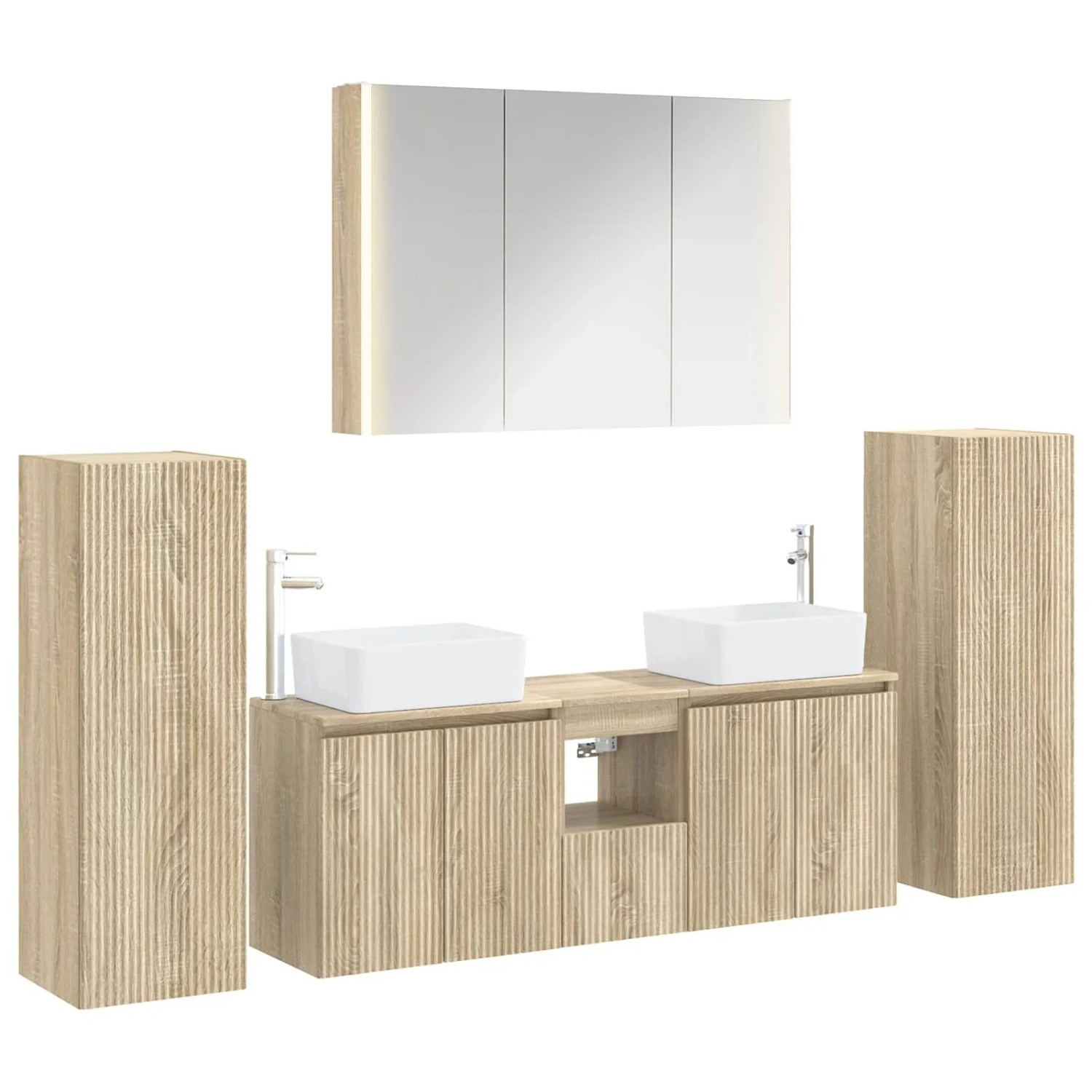 vidaXL Badezimmermöbel-Set 6-Tlg Sonoma-Eiche Ingenieurholz und Glas 3407169