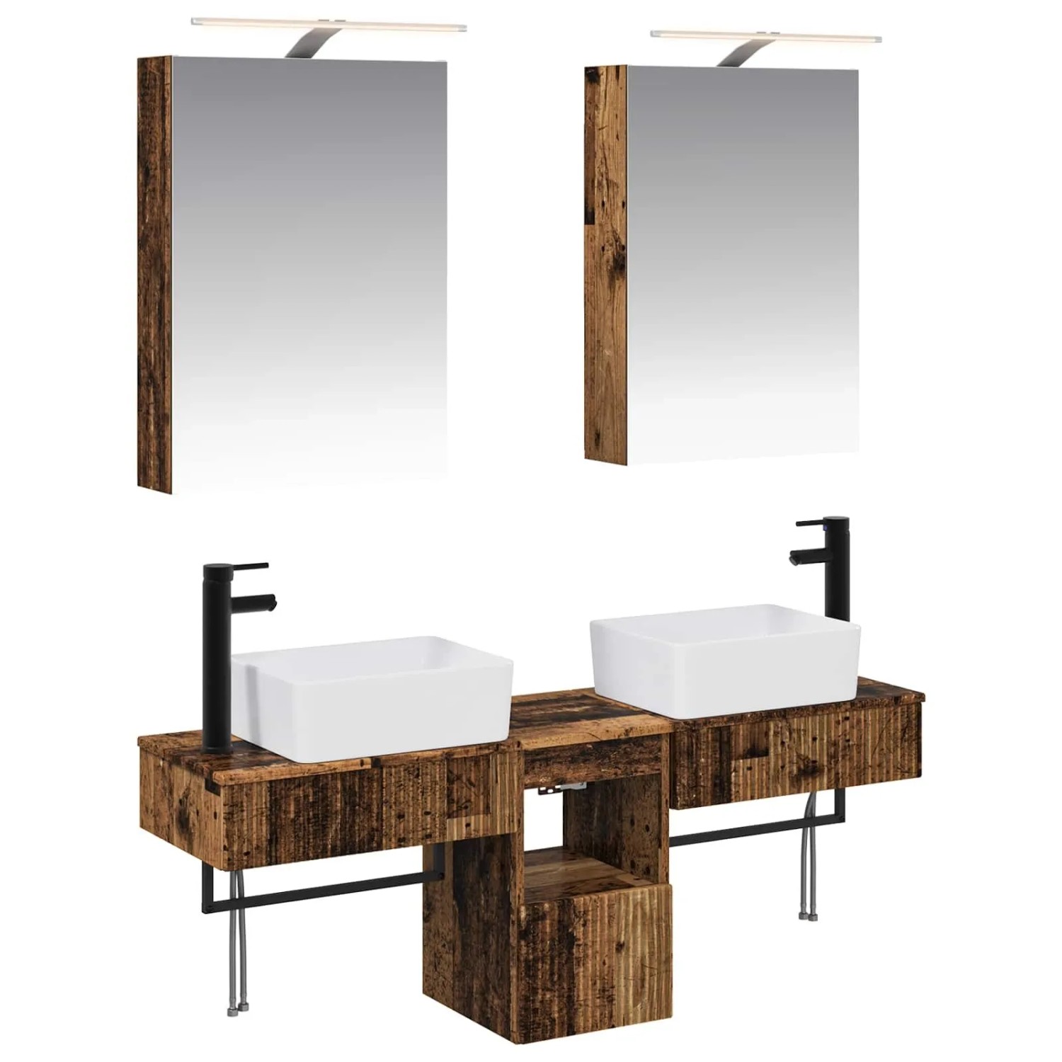 vidaXL Badezimmerschrank-Set 5-Tlg Altholz 50 x 14,5 x 70 cm 3406317