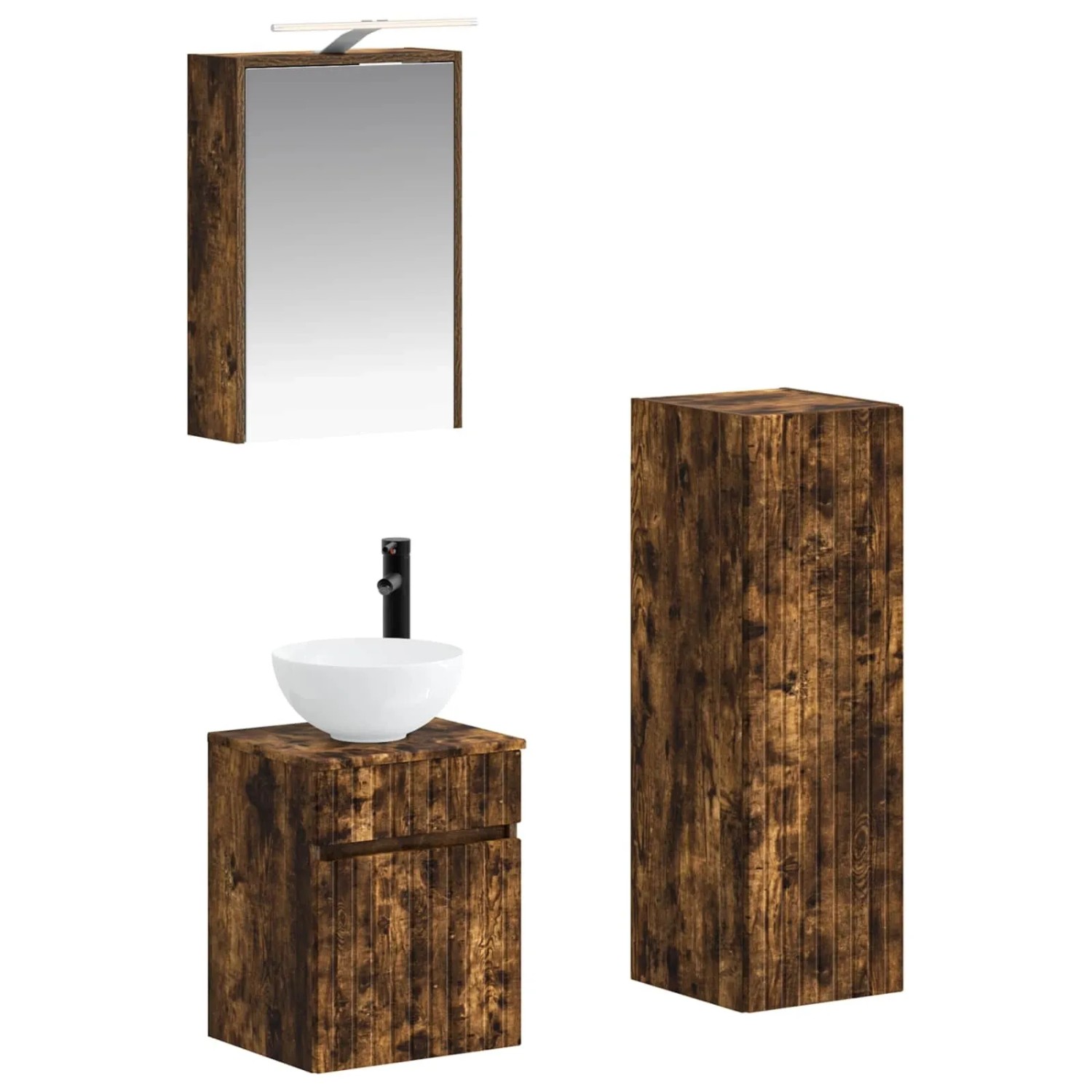 vidaXL Badezimmermöbel-Set 4-Tlg Geräucherte Eiche 3407467