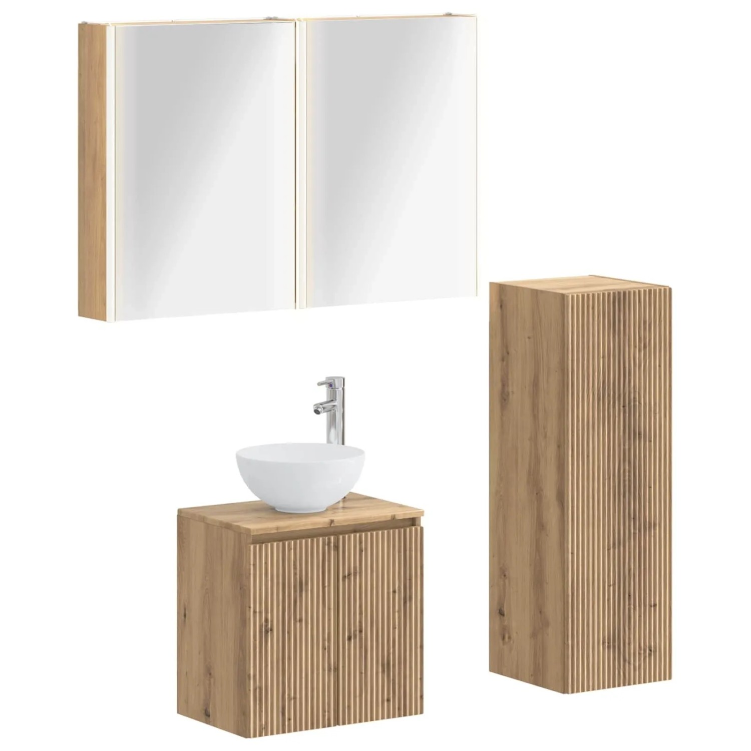 vidaXL Badezimmermöbel-Set 4-Tlg Artisan-Eiche Ingenieurholz und Glas 3407430