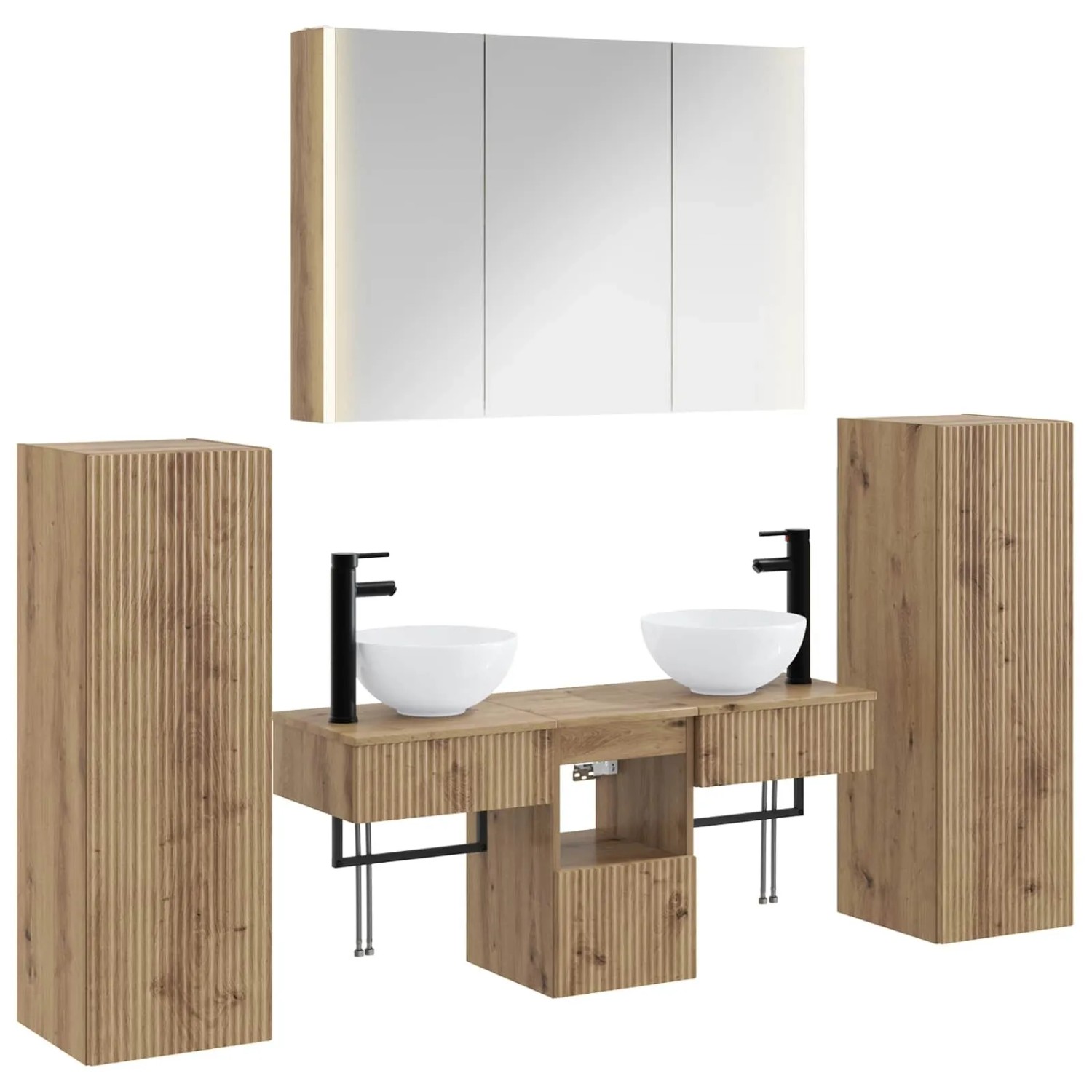 vidaXL Badezimmermöbel-Set 6-Tlg Artisan-Eiche Ingenieurholz und Glas 3407126