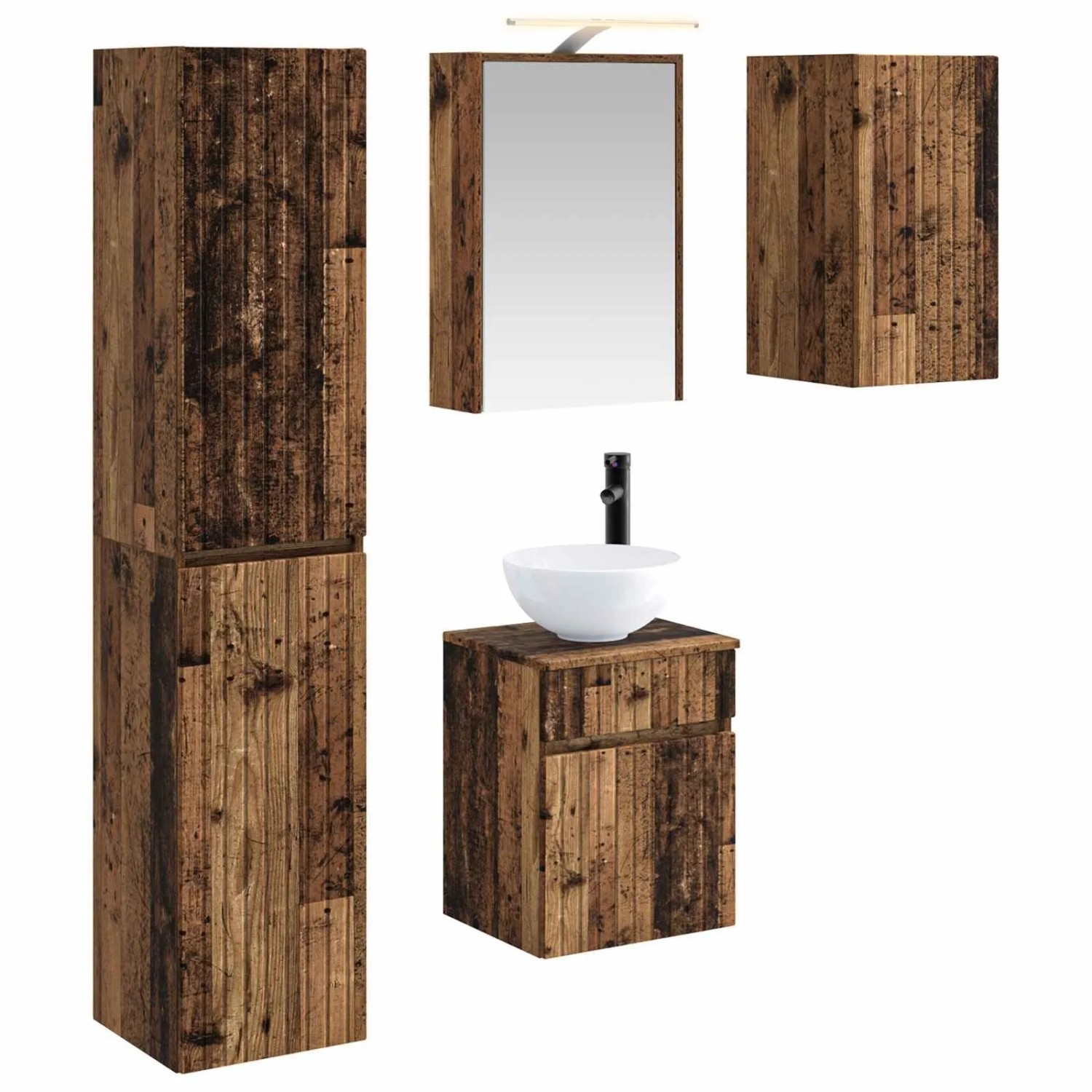 vidaXL Badezimmerschrank-Set 5-Tlg Altholz 43 x 16 x 62,5 cm 3407349