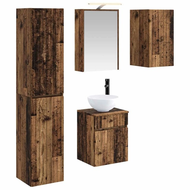 vidaXL Badezimmerschrank-Set 5-Tlg Altholz 43 x 16 x 62,5 cm 3407349