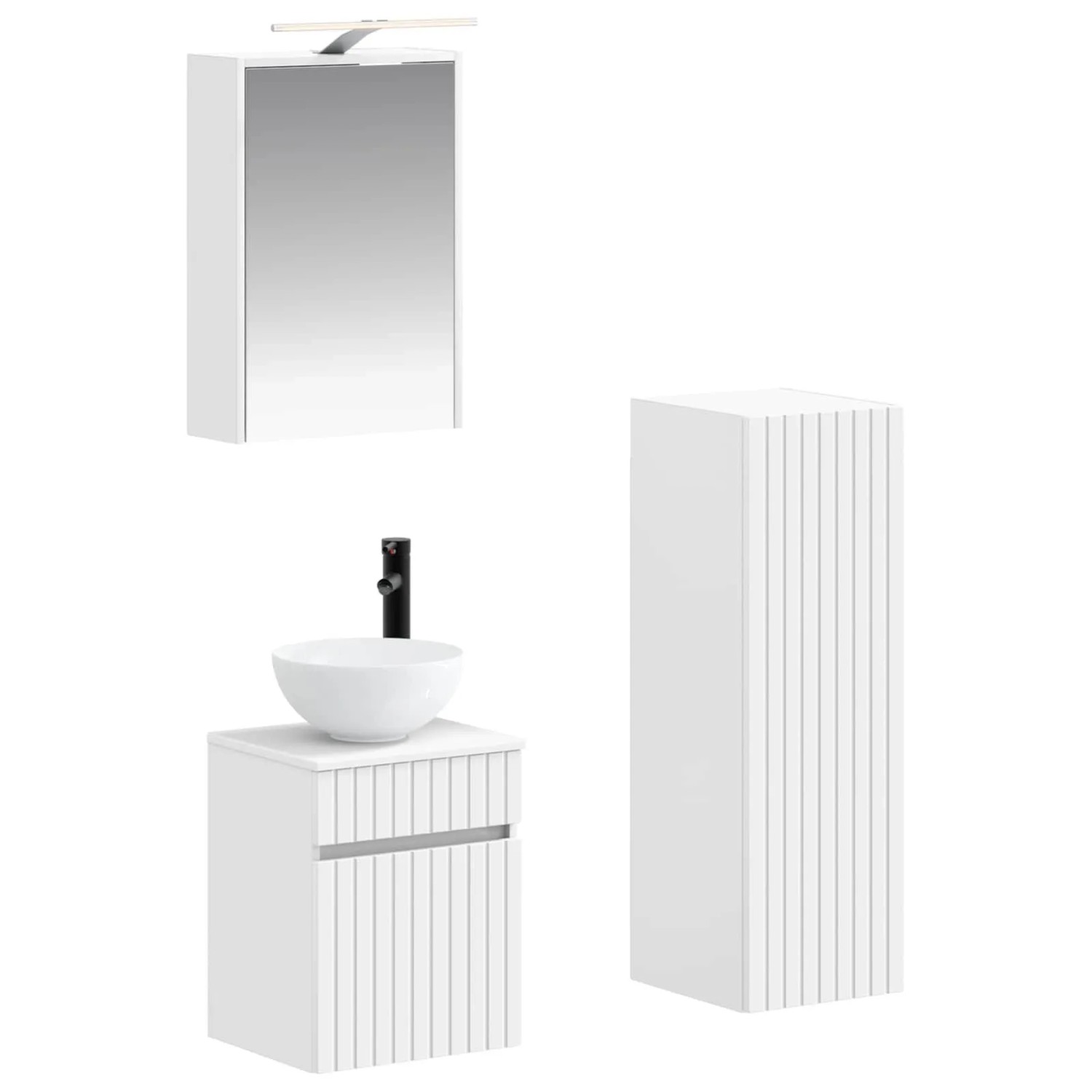vidaXL Badezimmermöbel-Set 4-Tlg Weiß Ingenieurholz und Glas 3407463