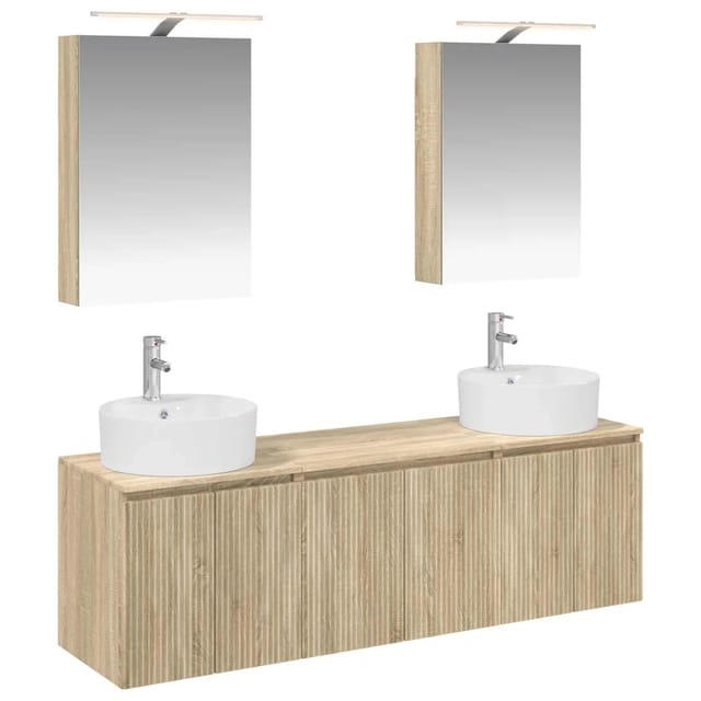 vidaXL Badezimmerschrank-Set 5-Tlg Sonoma-Eiche Holzwerkstoff 3406433