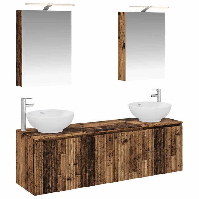 vidaXL Badezimmerschrank-Set 5-Tlg Altholz Holzwerkstoff 3406477