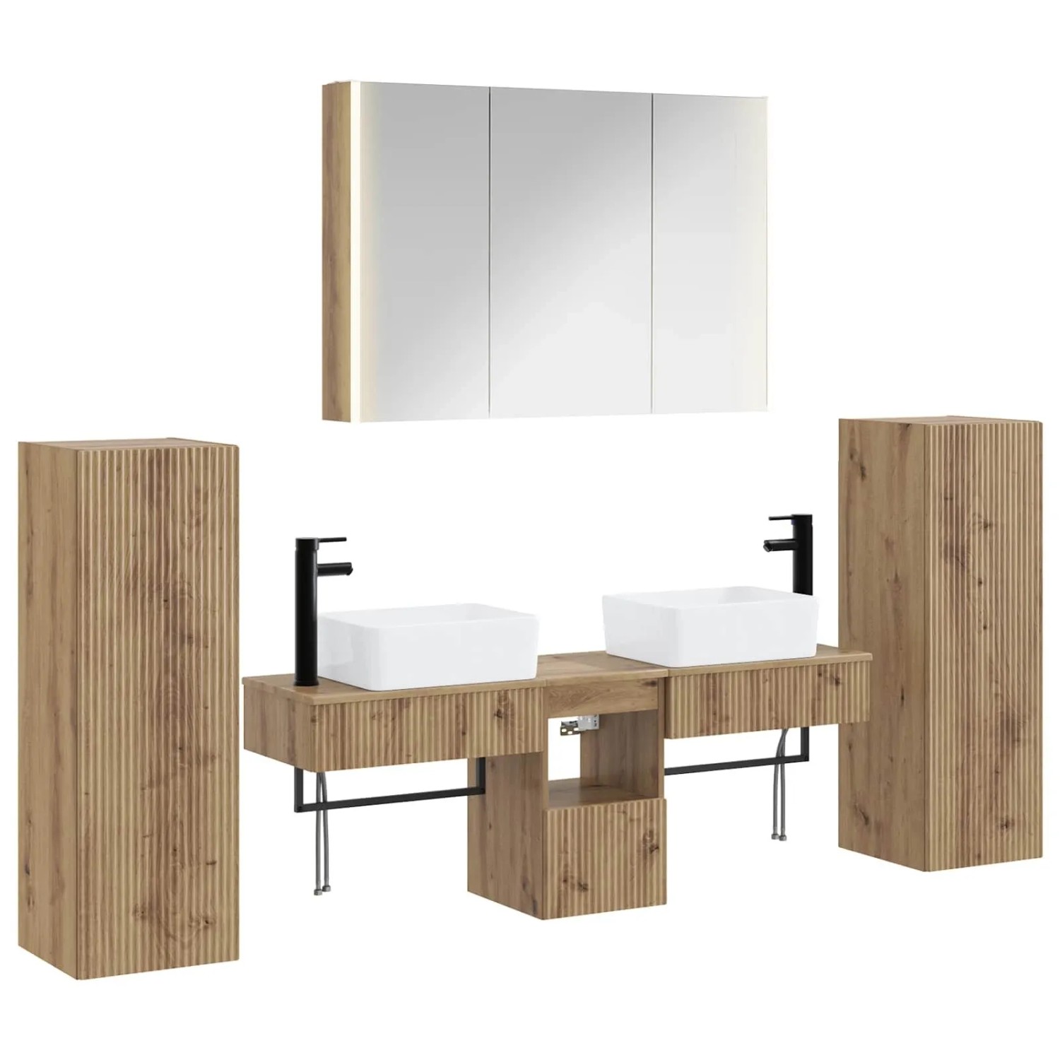 vidaXL Badezimmermöbel-Set 6-Tlg Artisan-Eiche Ingenieurholz und Glas 3407142
