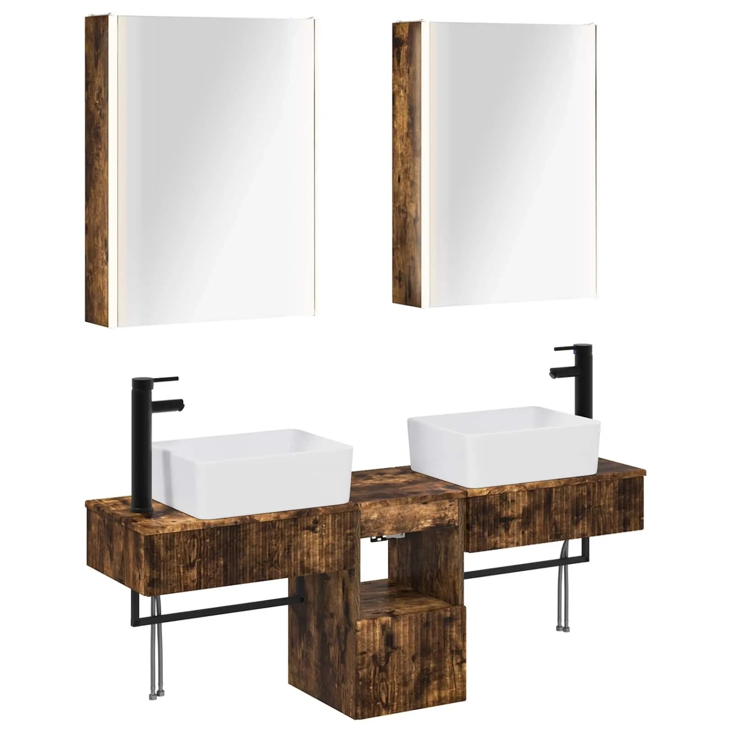 vidaXL Badezimmerschrank-Set 5-Tlg Geräucherte Eiche 53 x 15,5 x 70 cm 3406331