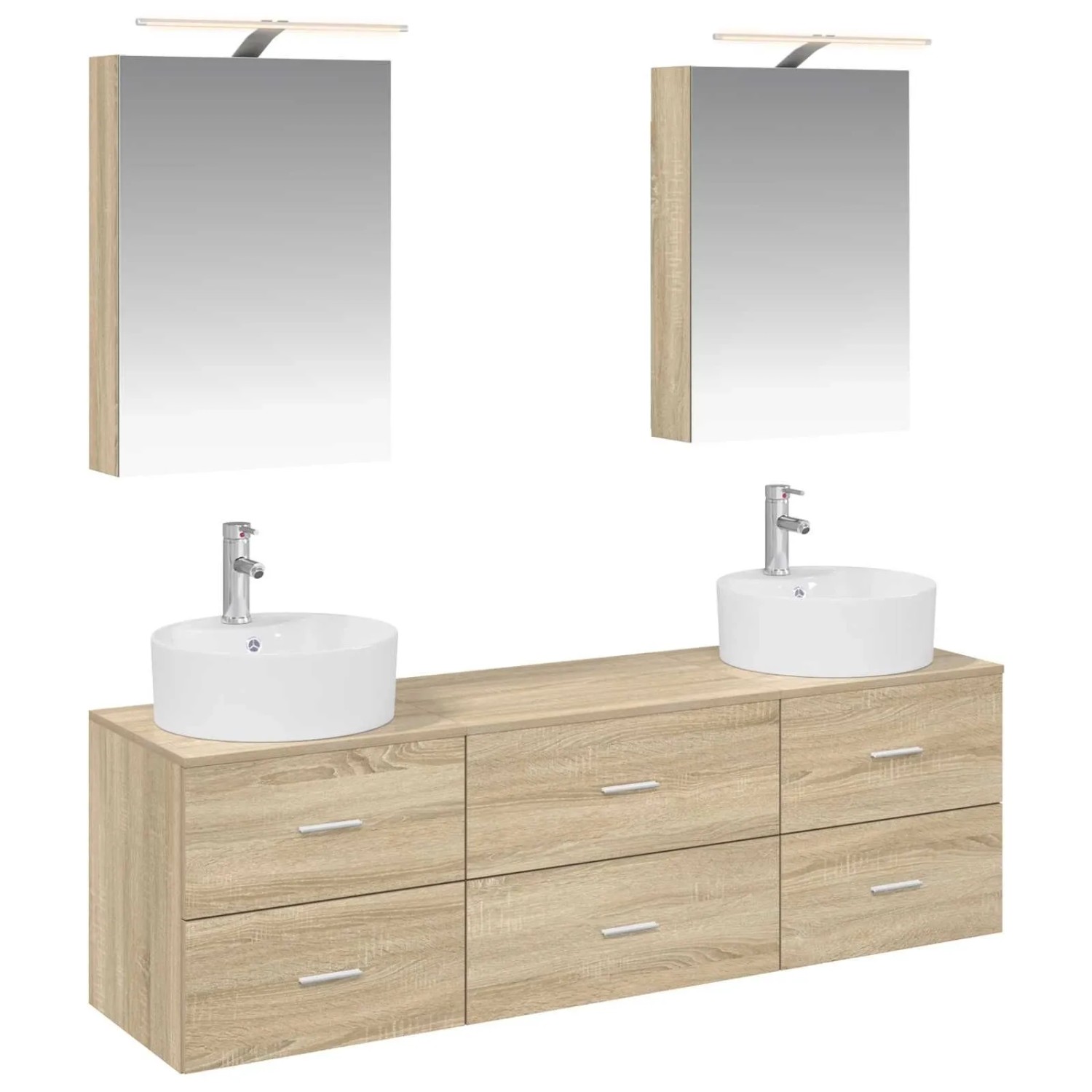 vidaXL Badezimmermöbel-Set 5-Tlg Sonoma-Eiche Ingenieurholz und Glas 3406873