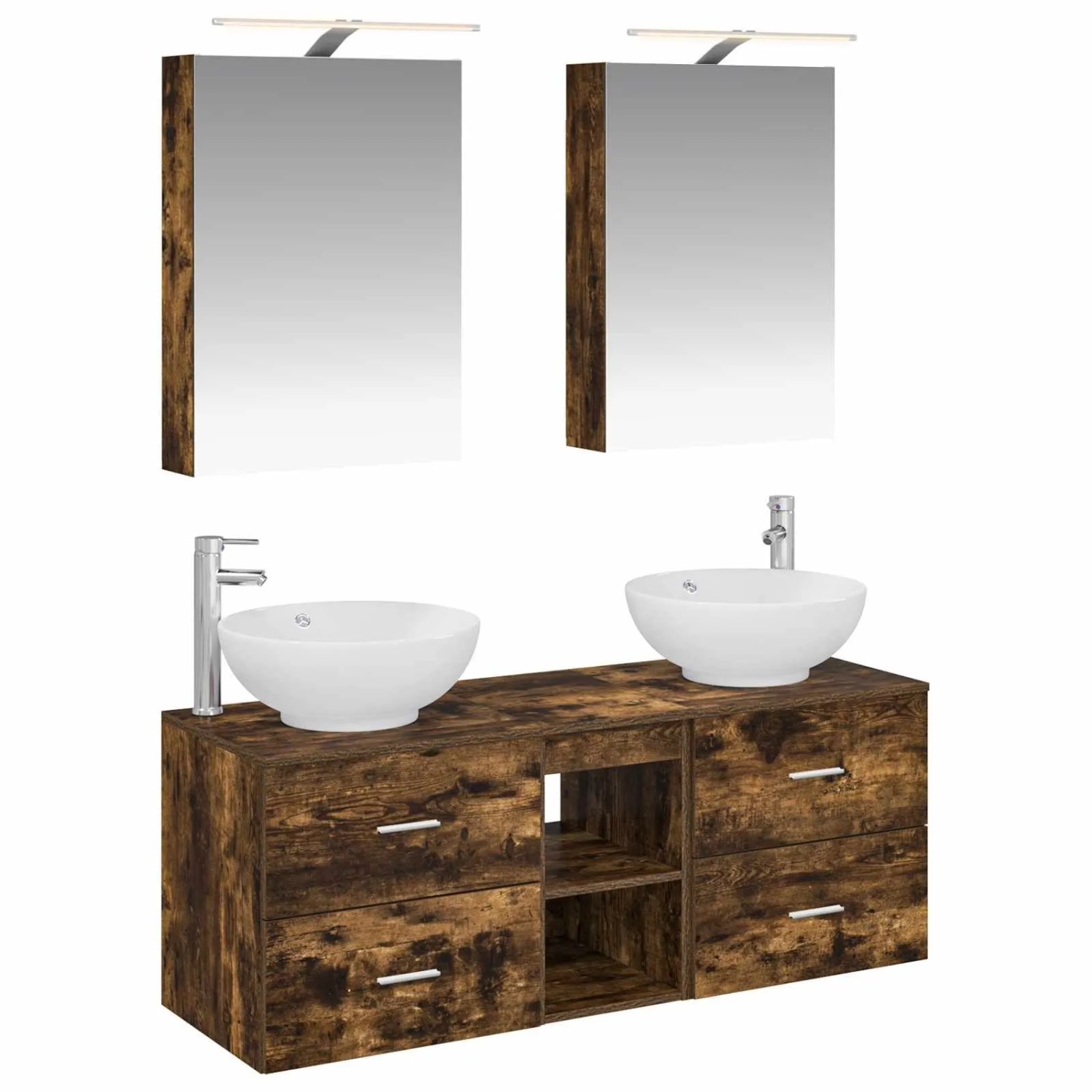 vidaXL Badezimmermöbel-Set 5-Tlg Geräucherte Eiche 3406955